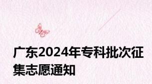 广东2024年专科批次征集志愿通知