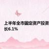 上半年全市固定资产投资同比增长6.1%