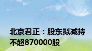 北京君正：股东拟减持不超870000股