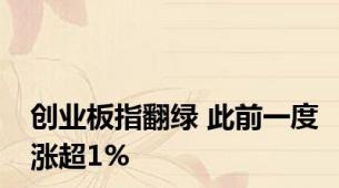 创业板指翻绿 此前一度涨超1%