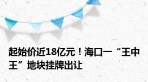 起始价近18亿元！海口一“王中王”地块挂牌出让