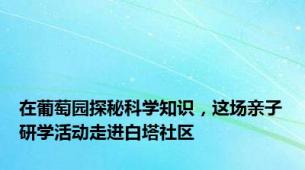 在葡萄园探秘科学知识，这场亲子研学活动走进白塔社区