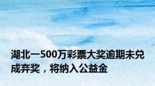 湖北一500万彩票大奖逾期未兑成弃奖，将纳入公益金