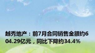 越秀地产：前7月合同销售金额约604.29亿元，同比下降约34.4%