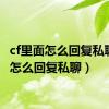 cf里面怎么回复私聊（cf怎么回复私聊）