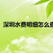 深圳水费明细怎么查询