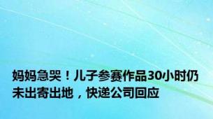 妈妈急哭！儿子参赛作品30小时仍未出寄出地，快递公司回应