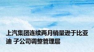 上汽集团连续两月销量逊于比亚迪 子公司调整管理层