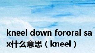 kneel down fororal sax什么意思（kneel）