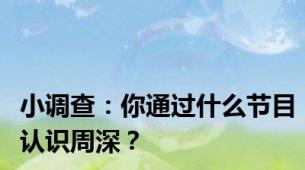 小调查：你通过什么节目认识周深？