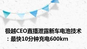 极越CEO直播泄露新车电池技术：最快10分钟充电600km