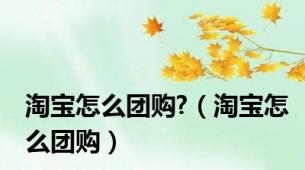 淘宝怎么团购?（淘宝怎么团购）