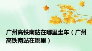 广州高铁南站在哪里坐车（广州高铁南站在哪里）