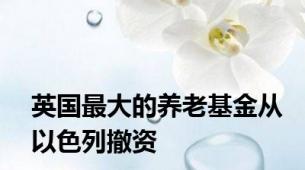 英国最大的养老基金从以色列撤资