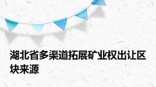 湖北省多渠道拓展矿业权出让区块来源