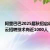 阿里巴巴2025届秋招启动 阿里云招聘技术岗近1000人