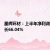 星辉环材：上半年净利润同比增长66.04%