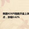 韩国KOSPI指数开盘上涨16.13点，涨幅0.62%