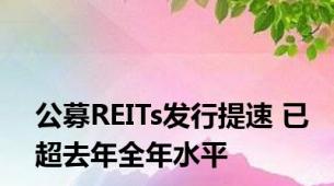 公募REITs发行提速 已超去年全年水平