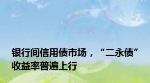 银行间信用债市场，“二永债”收益率普遍上行