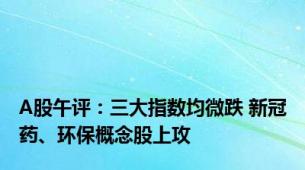 A股午评：三大指数均微跌 新冠药、环保概念股上攻