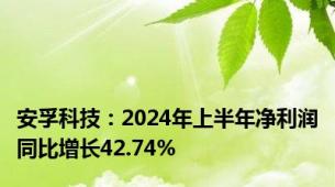 安孚科技：2024年上半年净利润同比增长42.74%