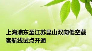 上海浦东至江苏昆山双向低空载客航线试点开通