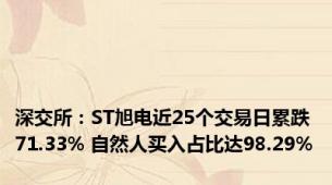 深交所：ST旭电近25个交易日累跌71.33% 自然人买入占比达98.29%