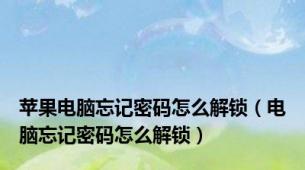 苹果电脑忘记密码怎么解锁（电脑忘记密码怎么解锁）