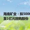 海南矿业：拟5000万元至1亿元回购股份