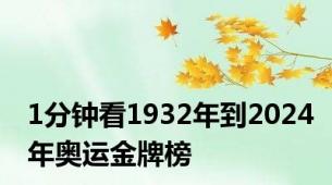 1分钟看1932年到2024年奥运金牌榜