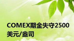 COMEX期金失守2500美元/盎司