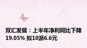 双汇发展：上半年净利同比下降19.05% 拟10派6.6元