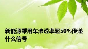 新能源乘用车渗透率超50%传递什么信号