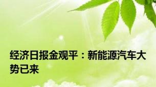 经济日报金观平：新能源汽车大势已来