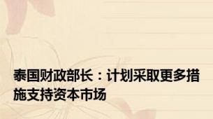 泰国财政部长：计划采取更多措施支持资本市场