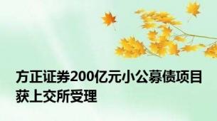 方正证券200亿元小公募债项目获上交所受理