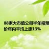 88家大市值公司半年报预喜，股价年内平均上涨13%