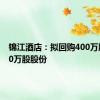 锦江酒店：拟回购400万股至800万股股份