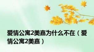 爱情公寓2美嘉为什么不在（爱情公寓2美嘉）