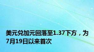 美元兑加元回落至1.37下方，为7月19日以来首次