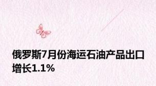 俄罗斯7月份海运石油产品出口增长1.1%