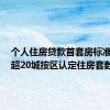 个人住房贷款首套房标准放宽：超20城按区认定住房套数