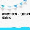 虚拟货币普跌，比特币24小时跌幅逾5%