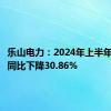 乐山电力：2024年上半年净利润同比下降30.86%