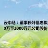 云中马：董事长叶福忠拟增持600万至1000万元公司股份