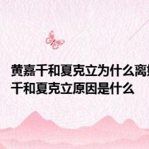 黄嘉千和夏克立为什么离婚 黄嘉千和夏克立原因是什么