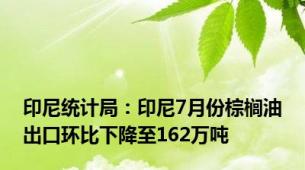 印尼统计局：印尼7月份棕榈油出口环比下降至162万吨