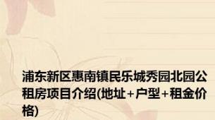 浦东新区惠南镇民乐城秀园北园公租房项目介绍(地址+户型+租金价格)