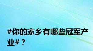 #你的家乡有哪些冠军产业#？